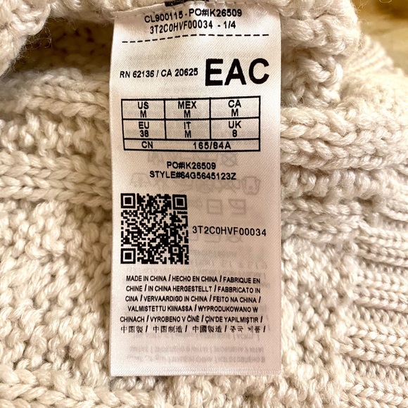 Marciano Cream Oversized Cable Knit Sweater π€ Off-Shoulder Luxe Cozy | Size M - Picture 5 of 7